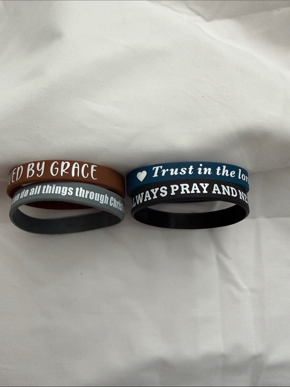 Inspirational Silicone Wristband Set - Brown & Blue